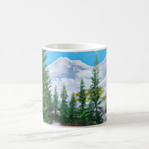 Beautiful Nature Winter Pine Trees Snowy Mountain  Coffee Mug
