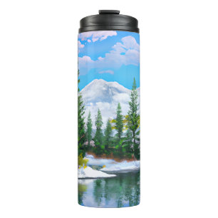 Beautiful Nature Winter Pine Trees Snowy Mountain Thermal Tumbler