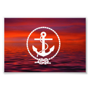 Beautiful nautical Anchor  Sunrise colourful Cloud Photo Print