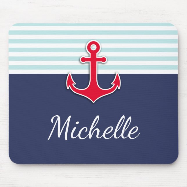 Beautiful Nautical Design Custom Text Mouse Mat (Front)