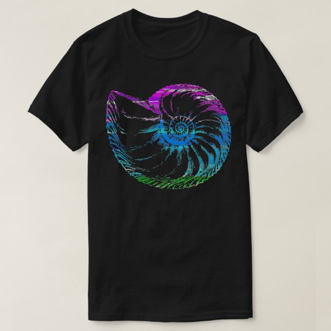 Beautiful Nautilus Shell Cool Fibonacci Sequence  T-Shirt (Design Front)