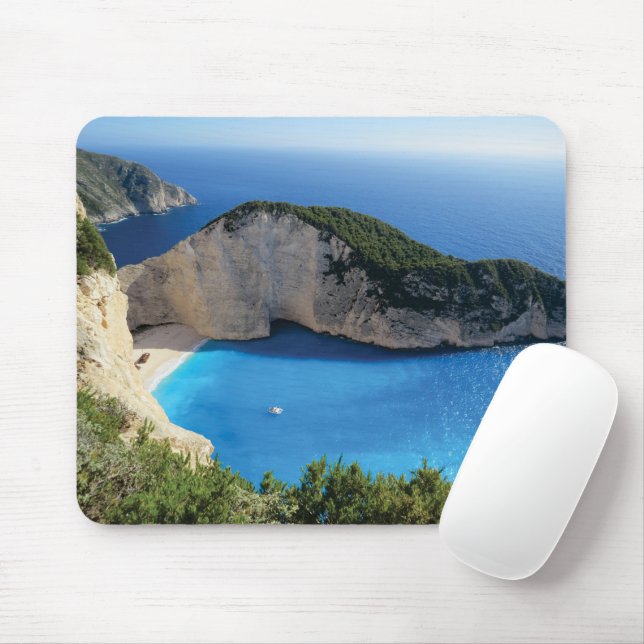 Beautiful Navagio Beach, Greece Mouse Mat (With Mouse)