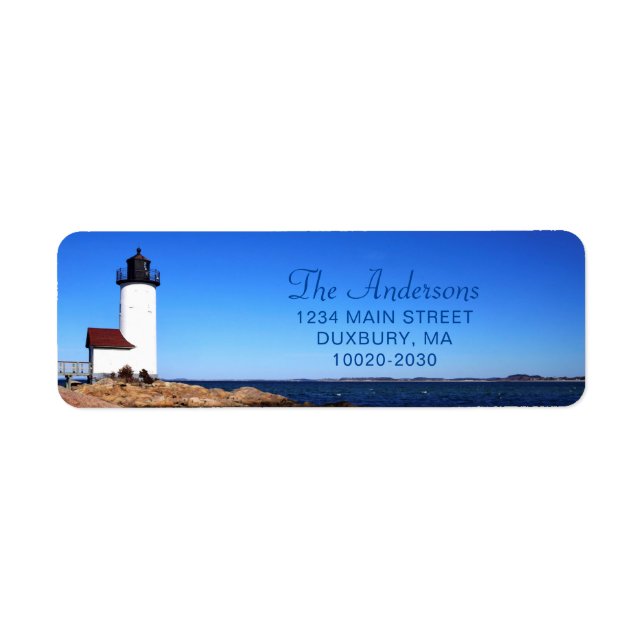 Beautiful Navy Annisquam Lighthouse Return Address (Front)