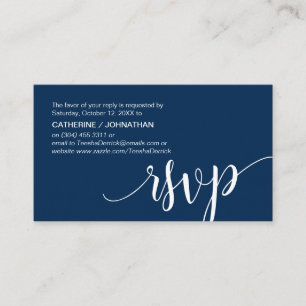 Beautiful Navy Blue Script,, RSVP respond Enclosure Card