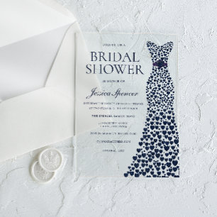 Beautiful Navy Dress Elegant Bridal Shower Acrylic Invitations