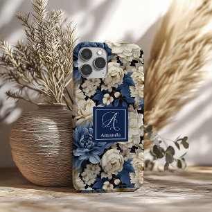 Beautiful Navy Flowers iPhone Case Blue Floral 