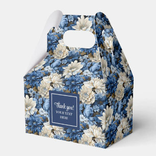 Beautiful Navy Flowers Personalised Floral Favour Box