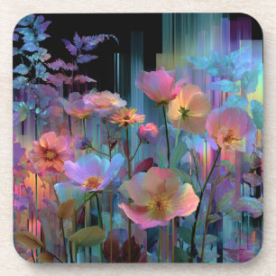 Beautiful neon art flowers coaster