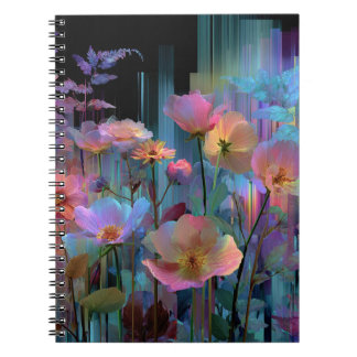 Beautiful neon art flowers notebook