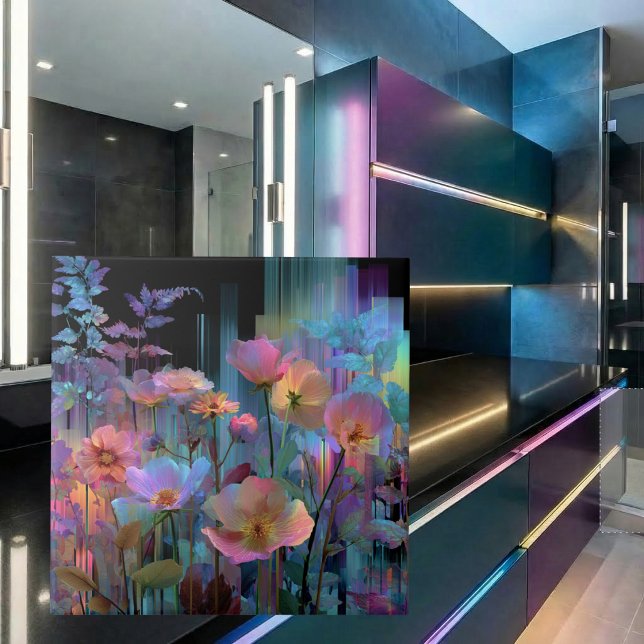 Beautiful neon art flowers tile (Creator Uploaded)