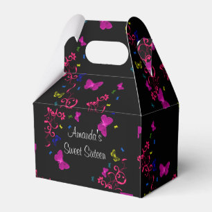 Beautiful Neon Butterflies, Sweet Sixteen, Custom Favour Box