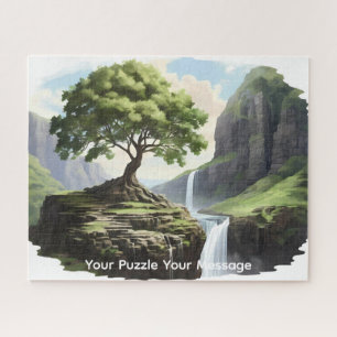 Beautiful neon glowing waterfall blossom tree jigsaw puzzle