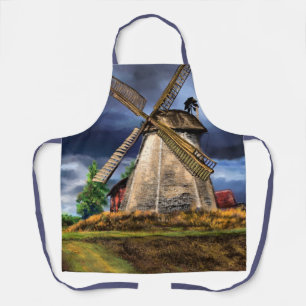 Beautiful Netherlands Windmill Landscape - Drawing Apron