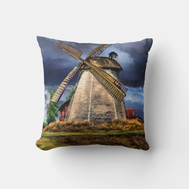 Beautiful Netherlands Windmill Landscape - Drawing Cushion (Front)