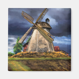 Beautiful Netherlands Windmill Landscape - Drawing Magnet