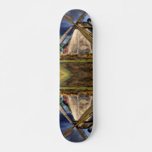 Beautiful Netherlands Windmill Landscape - Drawing Skateboard
