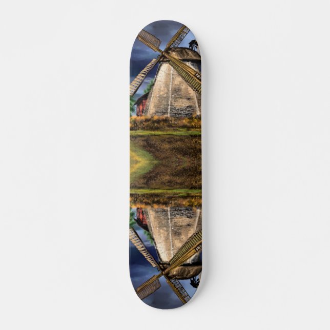 Beautiful Netherlands Windmill Landscape - Drawing Skateboard (Front)
