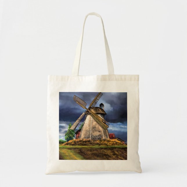 Beautiful Netherlands Windmill Landscape - Drawing Tote Bag (Front)