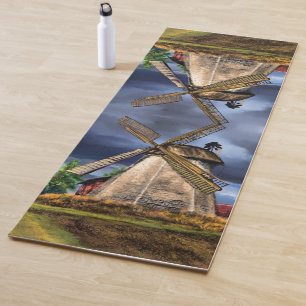Beautiful Netherlands Windmill Landscape - Drawing Yoga Mat