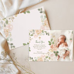 Beautiful Neutral Floral and Cross | Photo Baptism Thank You Card<br><div class="desc">This gorgeous, floral Baptism or Christening thank you card features an elegant, gold cross and your baby's photo, with a wreath of lovely rustic watercolor flowers in neutral and blush shades, and gold and green leaves. The background of the card is trendy blush pink. The back of the card features...</div>