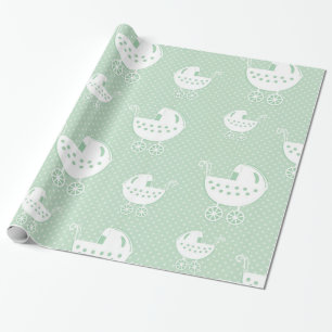 Beautiful Neutral Mint Green Baby Pattern Wrapping Paper