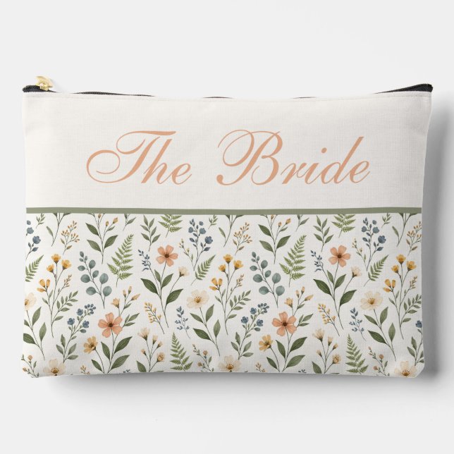Beautiful Neutral Wildflowers in Soft Colours Accessory Pouch (Front)