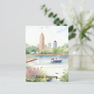 Beautiful New Jersey Watercolor Art Postcard