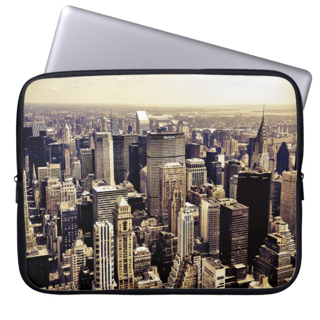 Beautiful New York City Skyscrapers Skyline Laptop Sleeve (Front)