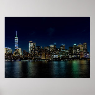 Beautiful New York Skyline at Night Poster