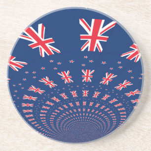 Beautiful New Zealand Flag Art Print Design Coaster