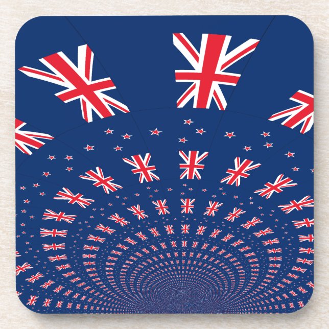 Beautiful New Zealand Flag Art Print Design Coaster (Front)