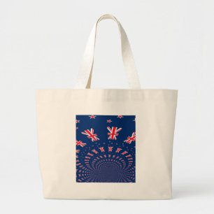 Beautiful New Zealand Flag Art Print Design Large Tote Bag