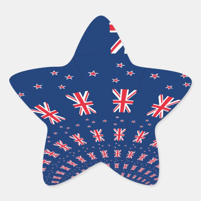 Beautiful New Zealand Flag Art Print Design Star Sticker (Front)