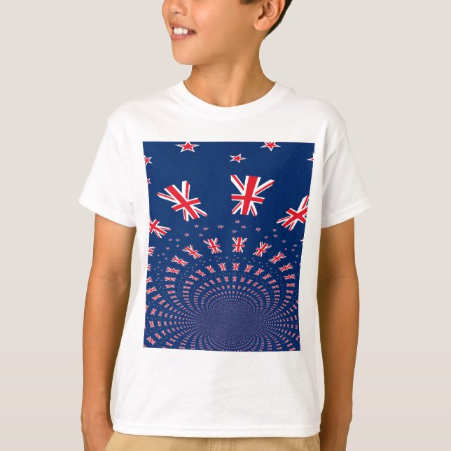 Beautiful New Zealand Flag Art Print Design T-Shirt (Front)