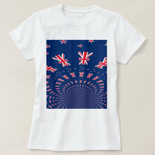 Beautiful New Zealand Flag Art Print Design T-Shirt (Design Front)