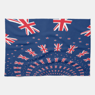 Beautiful New Zealand Flag Art Print Design Tea Towel