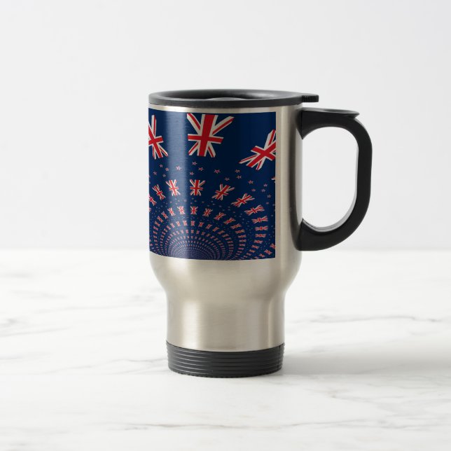 Beautiful New Zealand Flag Art Print Design Travel Mug (Right)