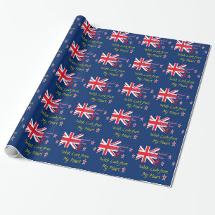 Beautiful New Zealand Flag Art Print Design Wrapping Paper
