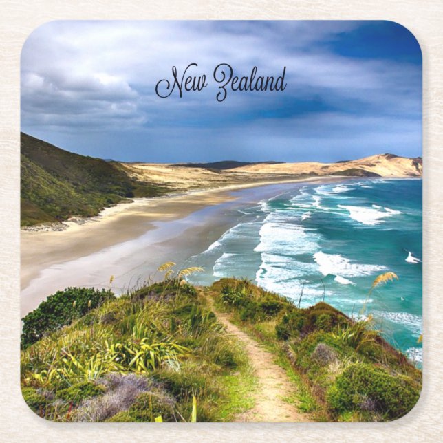 Beautiful New Zealand Square Paper Coaster (Front)
