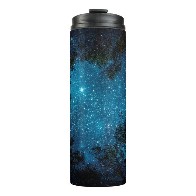 Beautiful night sky, the Milky Way and the trees.  Thermal Tumbler (Front)