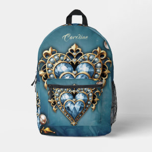 Beautiful noble blue heart. printed backpack
