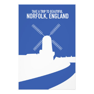 Beautiful Norfolk Windmill retro travel poster