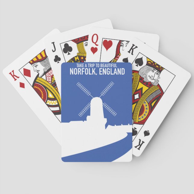 Beautiful Norfolk Windmill retro travel poster Playing Cards (Back)