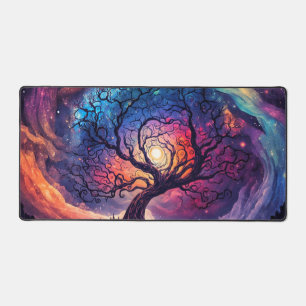 Beautiful Northern Lights Lit Sky Illustration Desk Mat