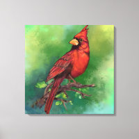 Beautiful Northern Red Cardinal Bird Painting Art 