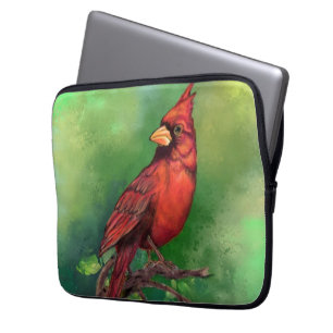 Beautiful Northern Red Cardinal Bird Painting Art Laptop Sleeve