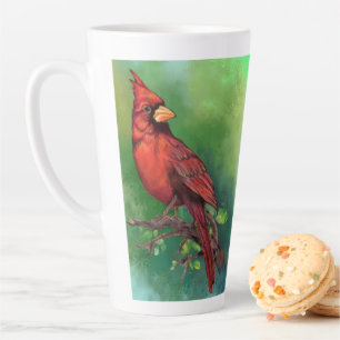Beautiful Northern Red Cardinal Bird Painting Art  Latte Mug