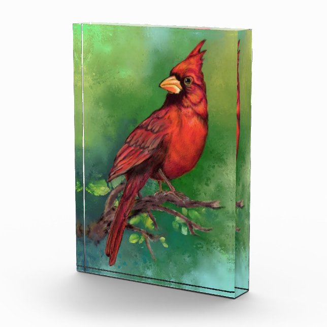 Beautiful Northern Red Cardinal Bird Painting Art  Photo Block (Right)