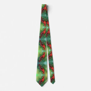 Beautiful Northern Red Cardinal Bird Painting Art  Tie