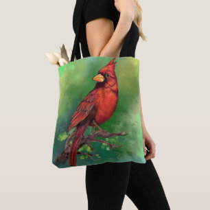 Beautiful Northern Red Cardinal Bird Painting Art Tote Bag
